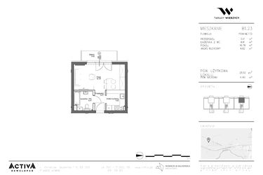 Rzut - Mieszkanie na sprzedaż 1 pokój o powierzchni 29,02 m² - numer B1.23 w Tarasy Wierzycy