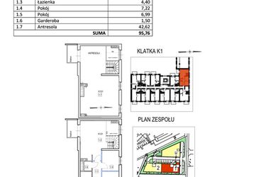 Rzut - Mieszkanie na sprzedaż 3 pokoje o powierzchni 95,76 m² - numer K1/21 w Przystań Królewiecka III