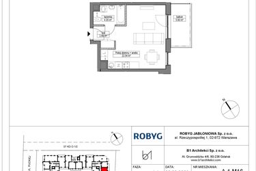 Rzut - Mieszkanie na sprzedaż 1 pokój o powierzchni 29,03 m² - numer A.1M16 w Dobre Miejsce