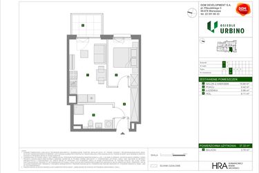 Rzut - Mieszkanie na sprzedaż 2 pokoje o powierzchni 37,33 m² - numer C21 w Osiedle Urbino etap 4.2