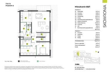 Rzut - Mieszkanie na sprzedaż 4 pokoje o powierzchni 126,57 m² - numer 6BL/1 w Skowronia