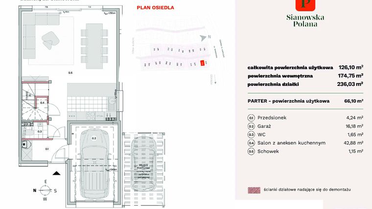 Rzut - Dom na sprzedaż 4 pokoje o powierzchni 126,1 m² - numer 37B w Sianowska Polana