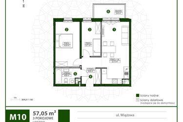 Rzut - Mieszkanie na sprzedaż 3 pokoje o powierzchni 57,05 m² - numer 10 w Moja Wiązowa