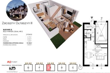 Rzut - Dom na sprzedaż 5 pokoi o powierzchni 141,82 m² - numer E2 w Zaciszny Ołtaszyn III