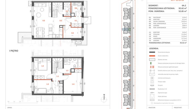 Rzut - Dom na sprzedaż 5 pokoi o powierzchni 92,62 m² - numer 6A.2 w Przystanek Ursus