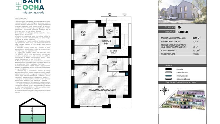 Rzut - Dom na sprzedaż 4 pokoje o powierzchni 69,99 m² - numer A10.1 w HEJ! Baniocha