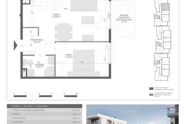 Rzut - Mieszkanie na sprzedaż 2 pokoje o powierzchni 40,09 m² - numer 57 w Monsa bud. E