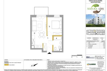 Rzut - Mieszkanie na sprzedaż 2 pokoje o powierzchni 36,33 m² - numer I.57 w Osiedle Natura Life budynki GHI