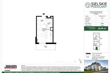 Rzut - Mieszkanie na sprzedaż 1 pokój o powierzchni 28,39 m² - numer C.A23 w Sielskie Podolany II