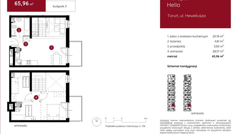 Rzut - Mieszkanie na sprzedaż 1 pokój o powierzchni 65,96 m² - numer 3.A.2.01 w Murapol Helio