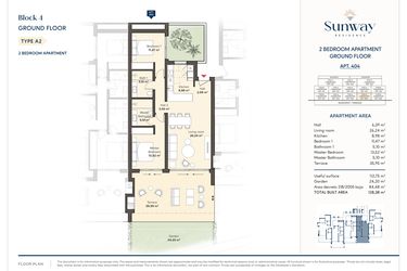 Rzut - Mieszkanie na sprzedaż 2 pokoje o powierzchni 112,75 m² - numer 404 w Sunway