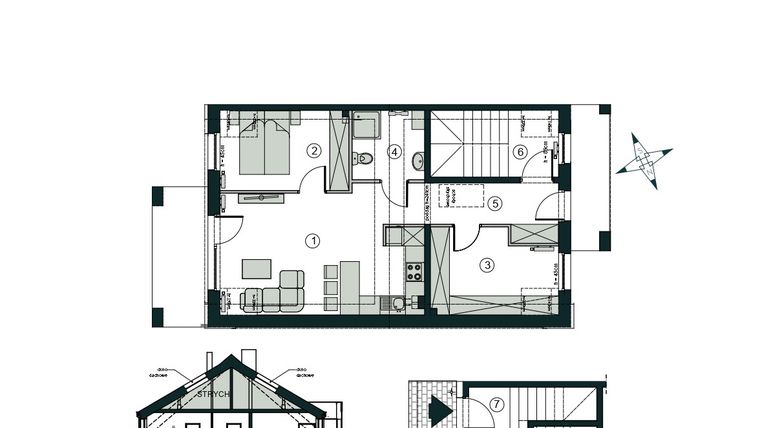 Rzut - Mieszkanie na sprzedaż 3 pokoje o powierzchni 54,93 m² - numer U2 w Aleja Wiśniowa Pogórze