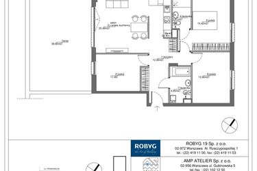 Rzut - Mieszkanie na sprzedaż 4 pokoje o powierzchni 86,32 m² - numer RM/1A/C/1/3 w Rytm Mokotowa - etap 1A