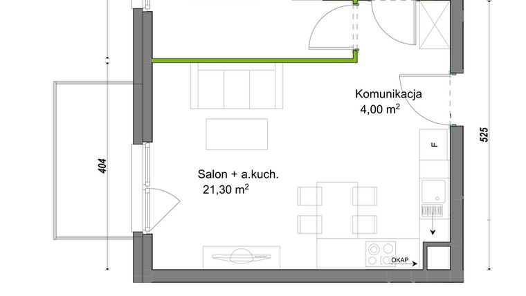 Rzut - Mieszkanie na sprzedaż 2 pokoje o powierzchni 40,85 m² - numer E2/E/07 w Orawska Vita