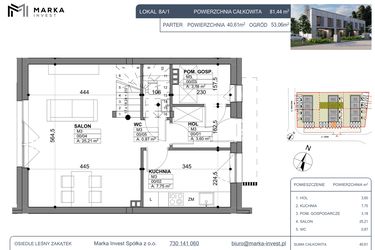 Rzut - Dom na sprzedaż 4 pokoje o powierzchni 81,44 m² - numer 8a/1 w Osiedle Leśny Zakątek