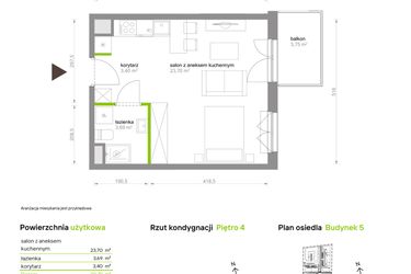 Rzut - Mieszkanie na sprzedaż 1 pokój o powierzchni 30,79 m² - numer C5.4A16 w Bemowo Vita