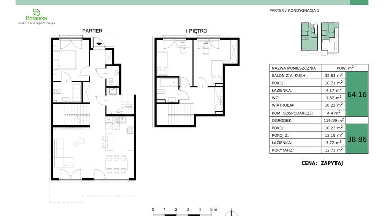 Rzut - Mieszkanie na sprzedaż 4 pokoje o powierzchni 102,01 m² - numer 6-M1 w Osiedle Niezapominajek