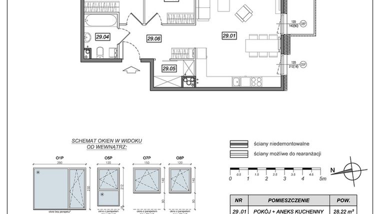 Rzut - Mieszkanie na sprzedaż 3 pokoje o powierzchni 66,61 m² - numer 6.A.29 w Urzeka bud. 6 i 7