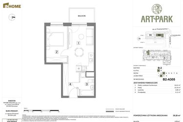 Rzut - Mieszkanie na sprzedaż 2 pokoje o powierzchni 35,2 m² - numer B.2.A305 w Inhome Osiedle ArtPark etap I