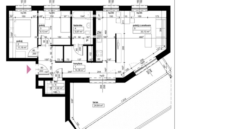 Rzut - Mieszkanie na sprzedaż 3 pokoje o powierzchni 75,89 m² - numer D2/2/0/1 w Malta Wołkowyska etap III