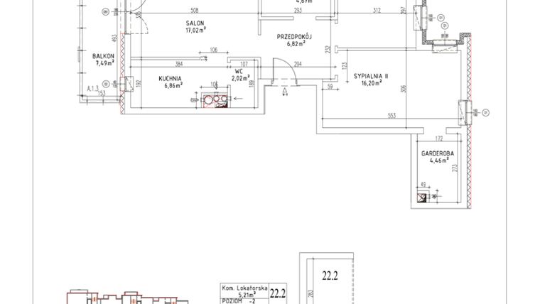 Rzut - Mieszkanie na sprzedaż 3 pokoje o powierzchni 67,32 m² - numer M-09 w Nałęczowska