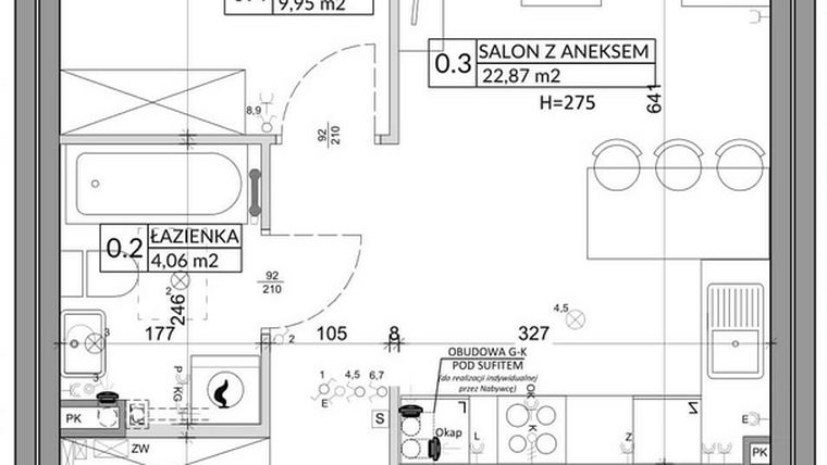 Rzut - Mieszkanie na sprzedaż 3 pokoje o powierzchni 57,39 m² - numer 91A w Osiedle Młodych etap VI