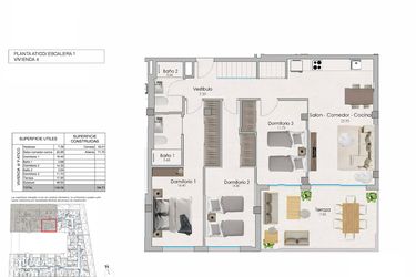 Rzut - Mieszkanie na sprzedaż 3 pokoje o powierzchni 164,71 m² - numer 4-4 w Apartamenty w Santa Pola - 92373724