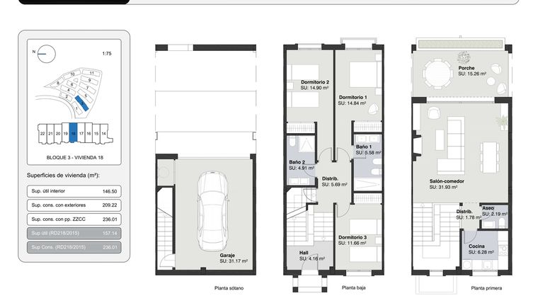 Rzut - Dom na sprzedaż 3 pokoje o powierzchni 236,01 m² - numer 18 w Altoasis