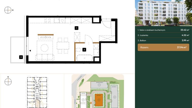 Rzut - Mieszkanie na sprzedaż 1 pokój o powierzchni 30,89 m² - numer 2.M3.01 w Wierzbowa 20