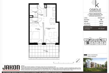 Rzut - Mieszkanie na sprzedaż 2 pokoje o powierzchni 41,72 m² - numer 34B.22 w Osiedle Konopnickiej etap II