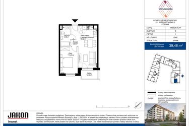 Rzut - Mieszkanie na sprzedaż 2 pokoje o powierzchni 39,48 m² - numer E.A7 w Wieruszowska E