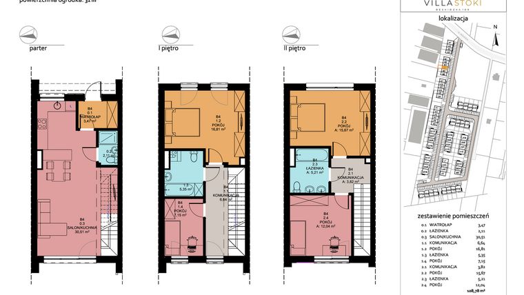 Rzut - Dom na sprzedaż 5 pokoi o powierzchni 108,78 m² - numer B4 w Villa Stoki (domy)
