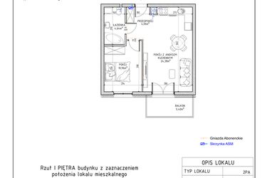 Rzut - Mieszkanie na sprzedaż 2 pokoje o powierzchni 44,04 m² - numer 9 w Harmonia bud. M3