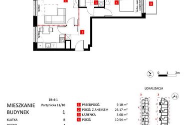 Rzut - Mieszkanie na sprzedaż 2 pokoje o powierzchni 66,11 m² - numer AJ_11/10 w Apartamenty Jeździecka