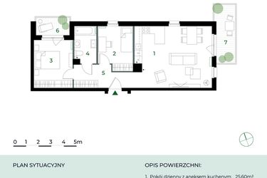 Rzut - Mieszkanie na sprzedaż 3 pokoje o powierzchni 62,4 m² - numer M13 w Park-Wojszyce
