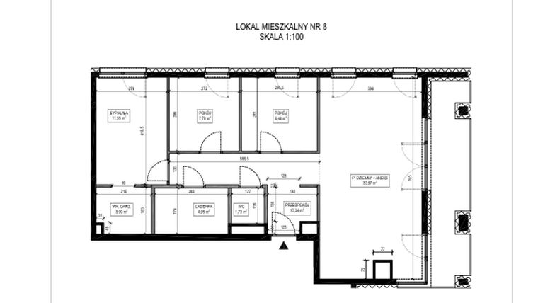 Rzut - Mieszkanie na sprzedaż 4 pokoje o powierzchni 82,96 m² - numer B.8 w Urzecze II