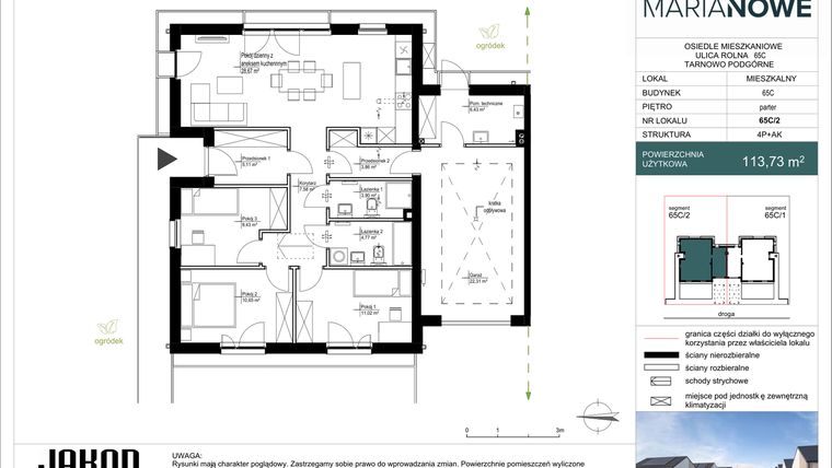 Rzut - Dom na sprzedaż 4 pokoje o powierzchni 113,73 m² - numer 65C/2 w Osiedle Marianowe