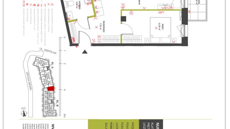 Rzut - Mieszkanie na sprzedaż 2 pokoje o powierzchni 43,46 m² - numer 92 w Na Wspólnej