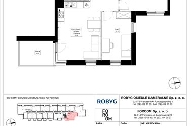 Rzut - Mieszkanie na sprzedaż 3 pokoje o powierzchni 56,62 m² - numer OK6/A/2/15 w Osiedle Kameralne VI