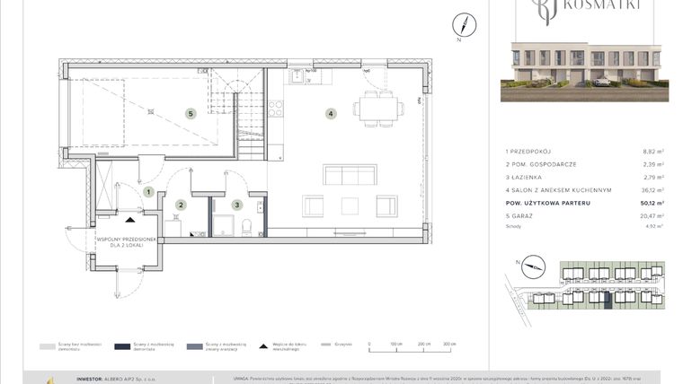 Rzut - Dom na sprzedaż 5 pokoi o powierzchni 158,28 m² - numer 6.A w Oaza Kosmatki