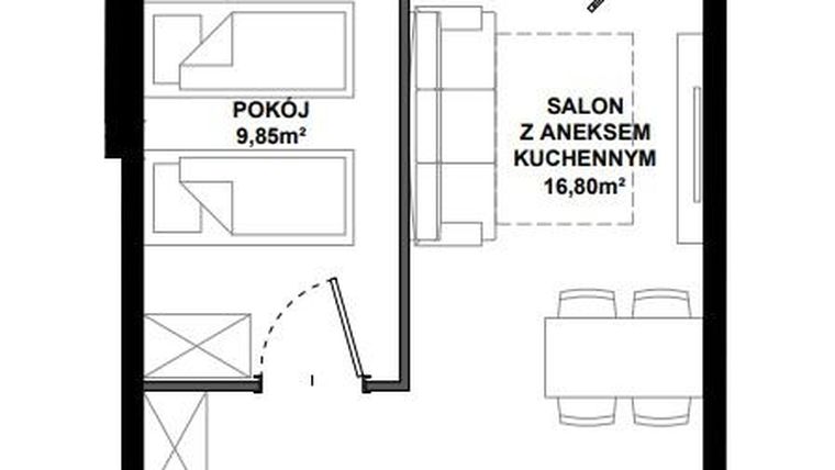 Rzut - Mieszkanie na sprzedaż 2 pokoje o powierzchni 38,94 m² - numer C.9 w Apartamenty Bałtyk