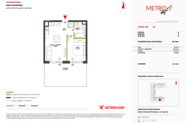 Rzut - Mieszkanie na sprzedaż 2 pokoje o powierzchni 38,71 m² - numer 97 w Metro Art 11