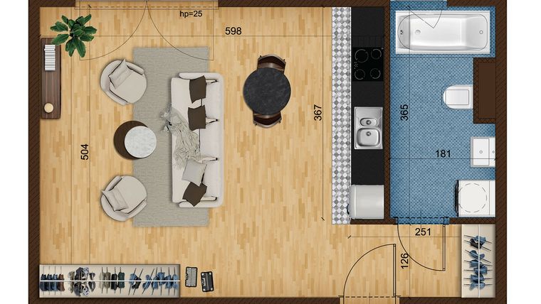 Rzut - Mieszkanie na sprzedaż 1 pokój o powierzchni 38,76 m² - numer 2.22 w Nowe Zabrze