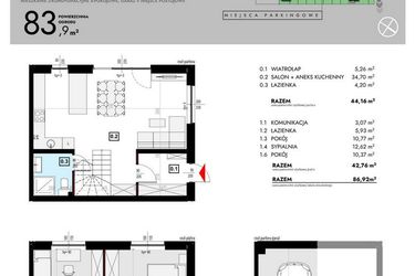 Rzut - Mieszkanie na sprzedaż 4 pokoje o powierzchni 103,74 m² - numer L9/2 w Osiedle Malarska etap VII