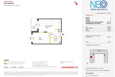 Rzut - Mieszkanie na sprzedaż 2 pokoje o powierzchni 39,34 m² - numer 47 w Neo Nova Ochota 6