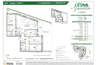 Rzut - Mieszkanie na sprzedaż 5 pokoi o powierzchni 127,3 m² - numer B.0.3 w Leśna Sonata