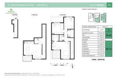 Rzut - Mieszkanie na sprzedaż 4 pokoje o powierzchni 109,82 m² - numer 12-M2 w Osiedle Niezapominajek