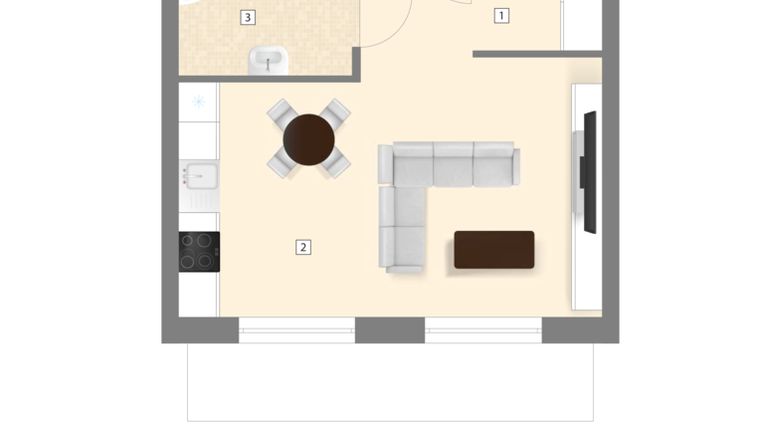 Rzut - Mieszkanie na sprzedaż 1 pokój o powierzchni 34,52 m² - numer A7 w Błękitne Aleje Etap XV