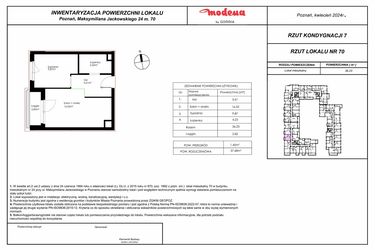 Rzut - Mieszkanie na sprzedaż 2 pokoje o powierzchni 37,68 m² - numer 70 w Modena I