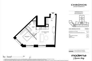 Rzut - Mieszkanie na sprzedaż 2 pokoje o powierzchni 44,13 m² - numer 320 w Chronos etap II